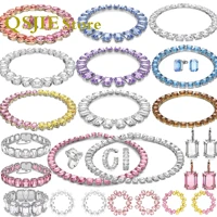 2022 swa original millenia necklace earring bracelet hoops woman fine jewelry sets waterdrop crystal geometric for women
