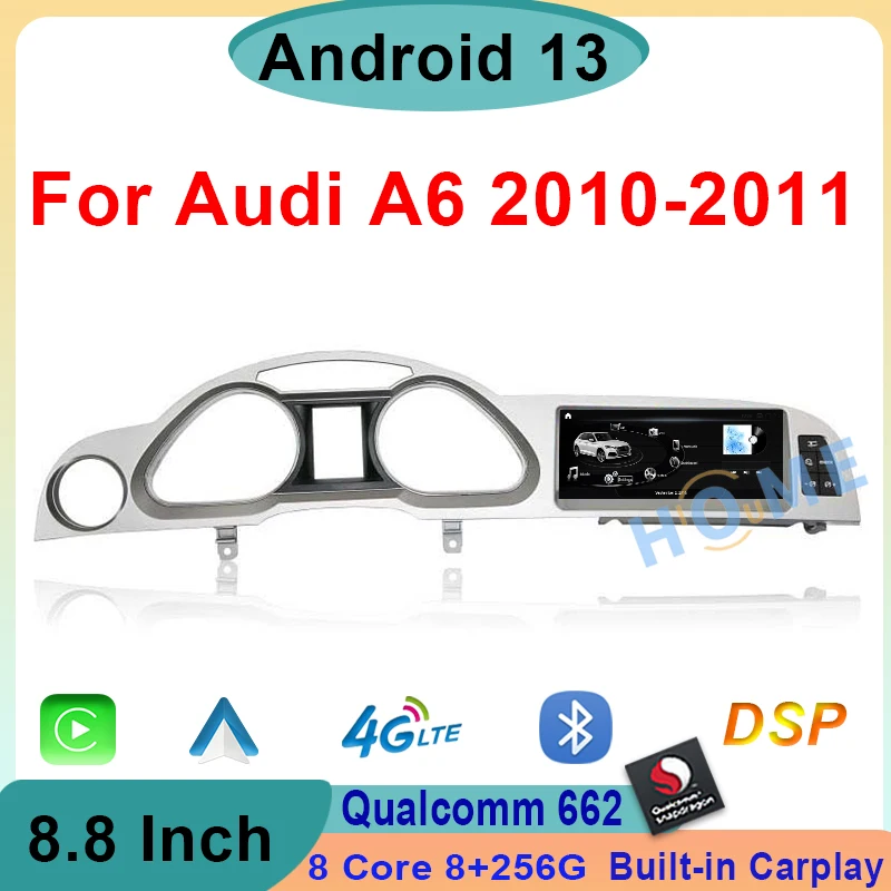 

8.8"Android 13 Qualcomm662 GPS Navigation Car Multimedia For Audi A6 C6 2010-2011 Radio Screen DVD Player Google Carplay Auto 4G