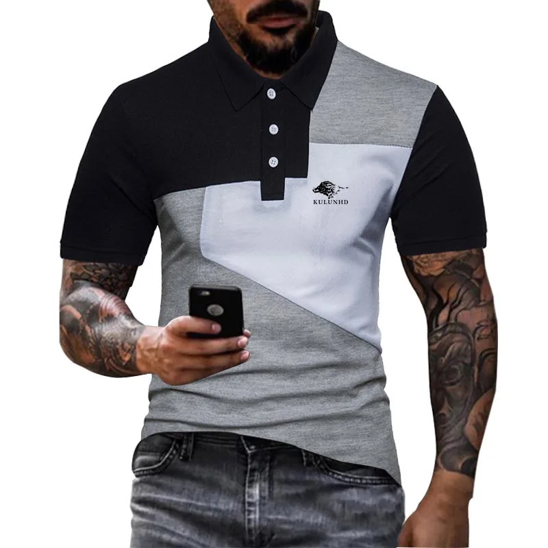 

Personality Printed Short Sleeve and Slim Fit Polo Shirt for Men