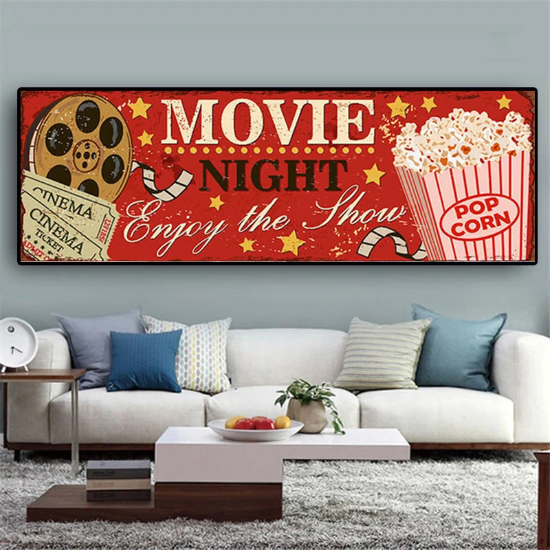 

Винтажный кинотеатр баннер плакаты и принты кино Настенная картина ретро Картина на холсте домашний декор для гостиной
