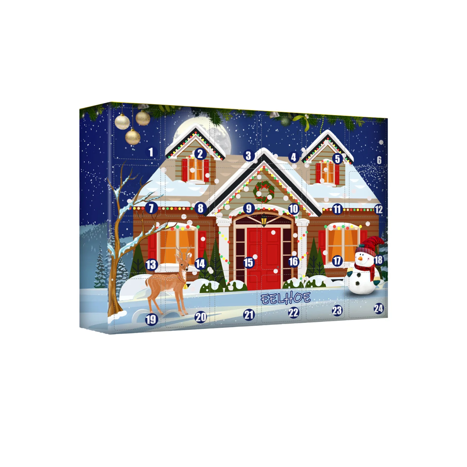 

Christmas 24 Days Countdown Makeup Set Practical Advent Calendar Care Gift Box Festive Holiday Village Decor