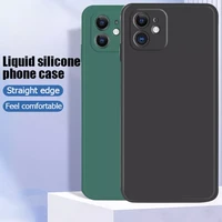 luxury square liquid silicone phone case for iphone 13 12 pro max 12 13 mini thin soft cover candy case for iphone 13 pro max