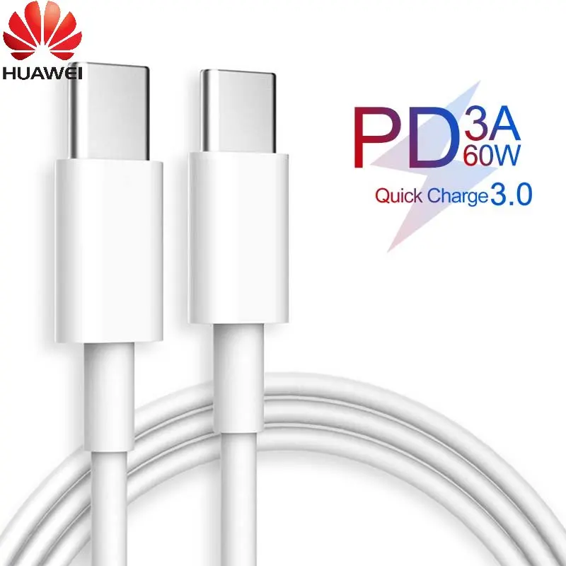 

Huawei USB Type C to USB C Cable for Samsung Galaxy S11 Plus Note 9 Support PD 60W QC4.0 3A Quick Charge Cable for USB-C Charger