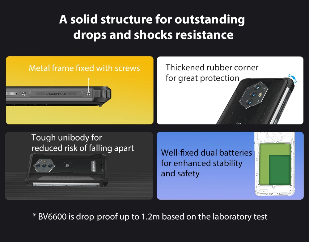 Blackview BV6600 IP68 Waterproof Rugged Smartphones Octa Core 4GB+64GB 5.7Inch 4G Android 10.0 NFC 8580mAh Battery Mobile Phone
