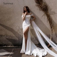 sumnus sexy off the shoulder wedding dress sparkle stain high slit mermaid long formal occasion robe de mari%c3%a9e vestido de noiva