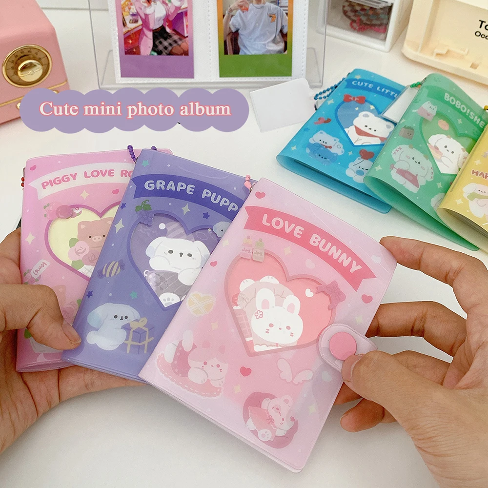 

PVC 3 Inch 16 Slots Photo Album Card Holder With Card Bag Pendant Collection Book Cute Photocard Holder Sweet Storage Album