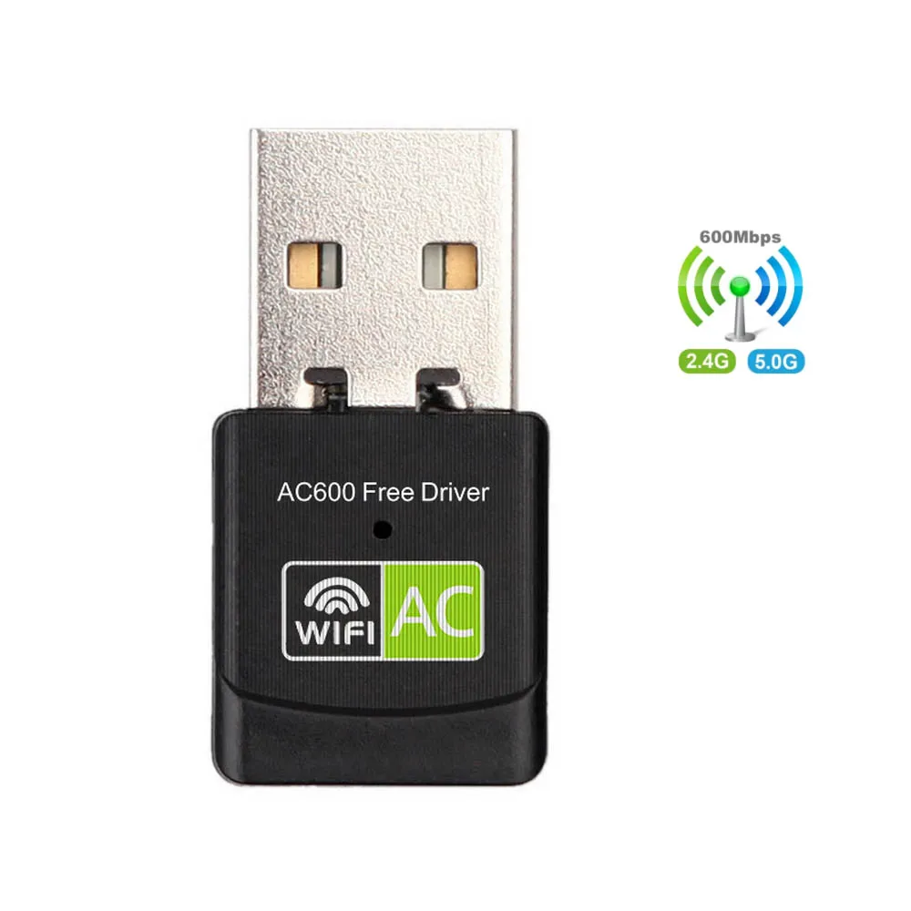 

Wireless WiFi USB Adapter Network Card 2.4G 5.8G Dual-band Free Driver 600Mbps Computer Laptop Antenna without Device Driver