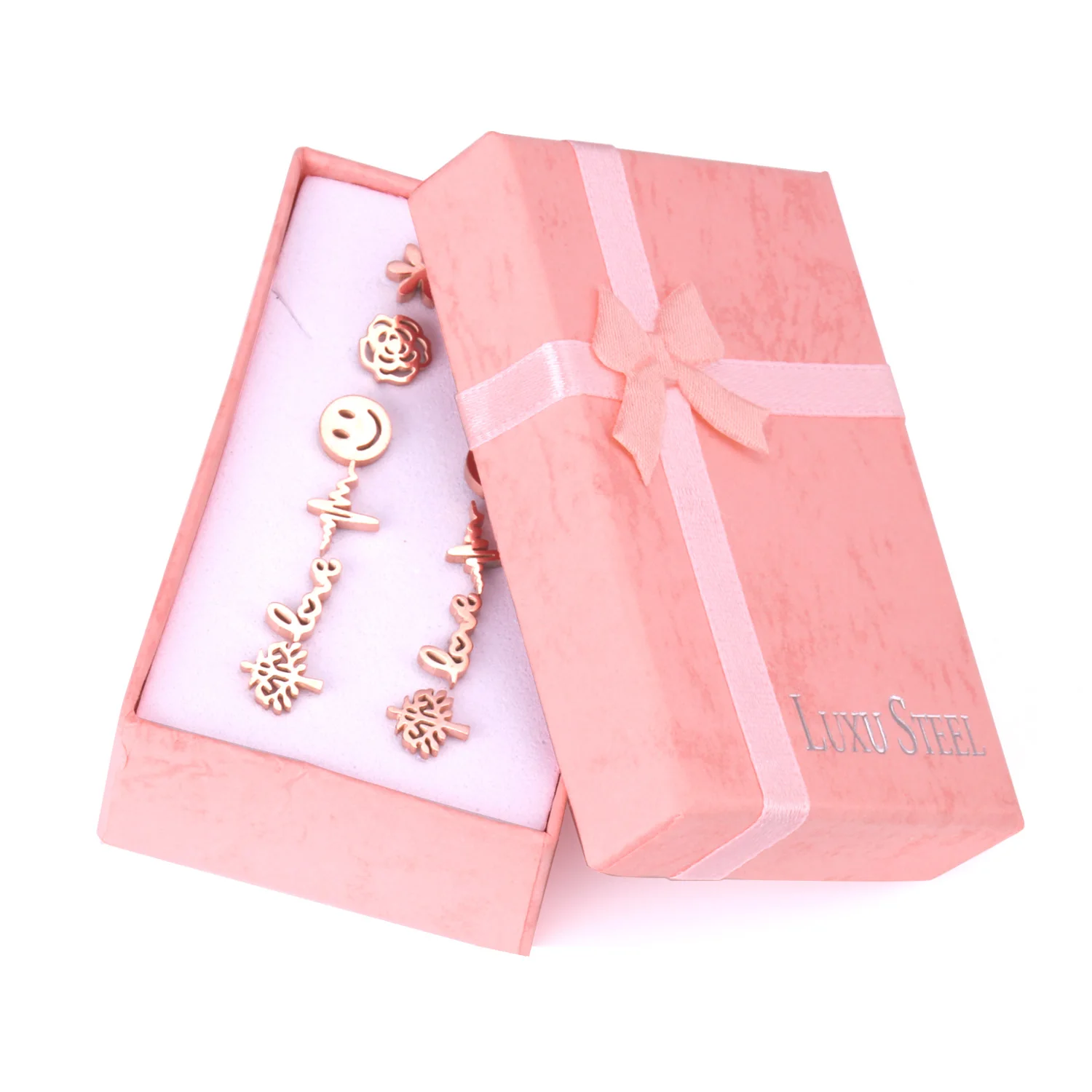 Маленькие сережки Ason Steel в форме цветка модные ювелирные изделия цвета розового