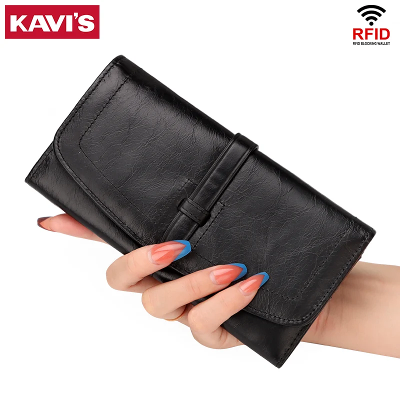 

Кошелек женский из натуральной кожи, на молнии, с Rfid-защитой