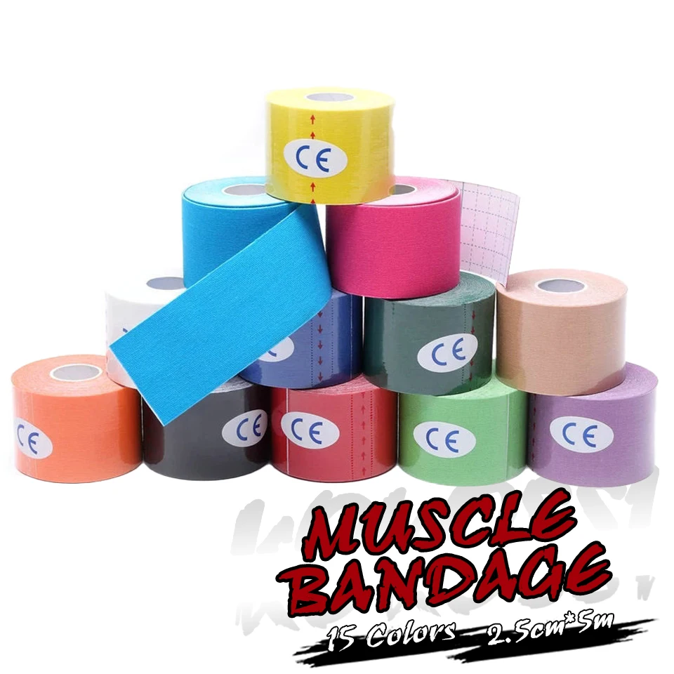 KoKossi 2.5cm x 5M Kinesiology Tape Muscle Bandage Sports Cotton Elastic Adhesive Strain Injury Tape Knee Muscle Pain Relief