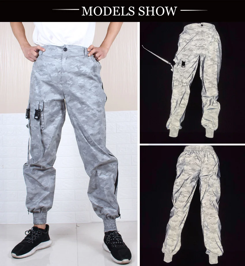 

Dropshipping Side Zipper Breathable Reflective Pants Men Hip Hop Sweatpants Men Joggers Streetwear Trousers Pantalones Hombre