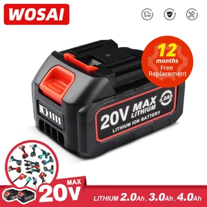 WOSAI аккумуляторная батарея 12 В 20 в литий-ионная серия Аккумуляторная дрельпилаотверткагаечный ключугловая шлифовальная машина бесщеточный электроинструмент