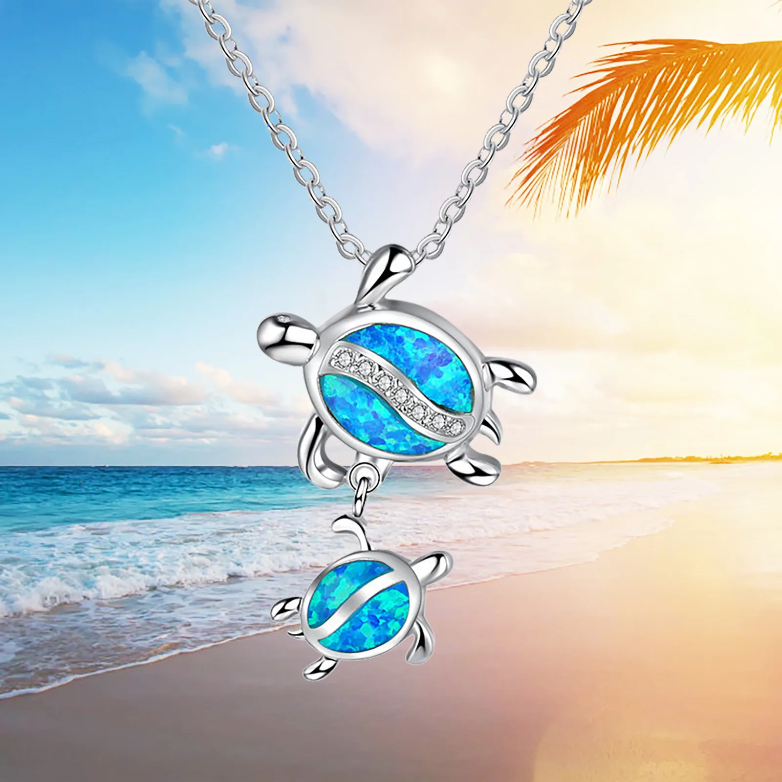

Chain Necklace for Women Novel Opal sea Turtle Elastic Elastic Charm Bracelet collares para mujer collier femme
