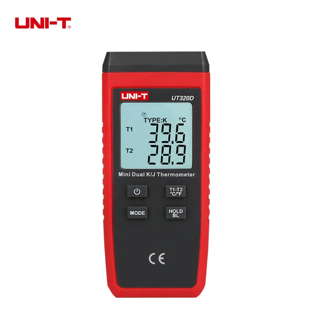 Фото Цифровой термометр UNI-T UT320D UT320A, мини двойная термопара типа K J, измеритель высоких температур от-50 ℃ до 1200 ℃, тестер №2
