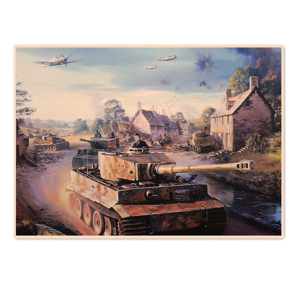 

German Imperial Tank Fighter Vintage Kraft Paper Posters & Prints WW II Panzer Armored Picture Art Painting Military Wall Chart