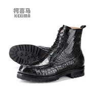 kexima new hanlante crocodile boots male shoes winter martin boots business handmade shoes leisure medium cut men boots