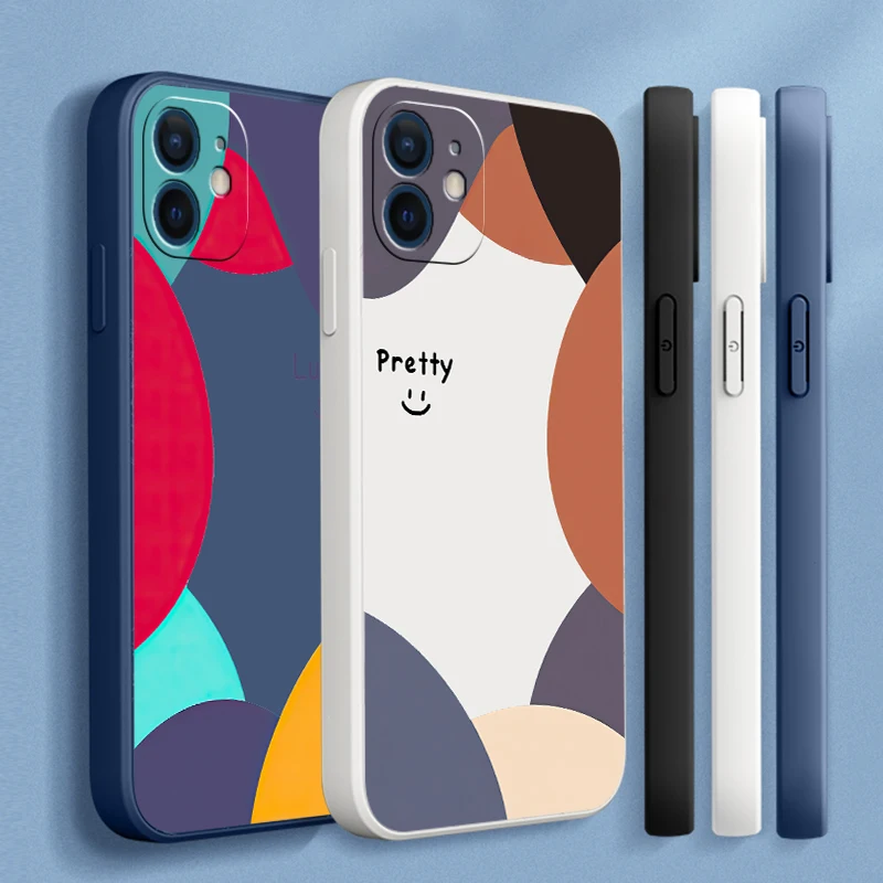 

INS Watercolor Cases For iPhone 11 12 13 Mini Pro XR X XS Max For 6 6s 7 8 Plus Official Liquid Silicone Phone Funda Couqe Capas