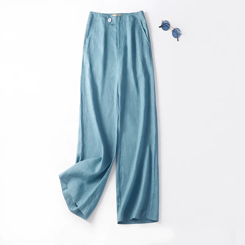 

Soft Cotton Yarn High Waist Wide Leg Classic Women Summer 2023 Korean Style Fashion Women's Pants Solid Versatile X7776