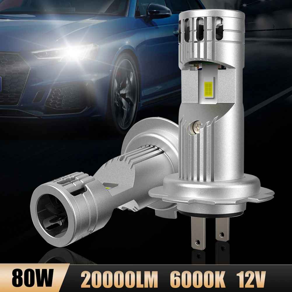 

2Pcs H4 H7 Car LED Headlight H11 9005 LED Bulb 80W 20000LM 6000K White CSP Light with Cooling Fan IP68 Waterproof Auto Lamp