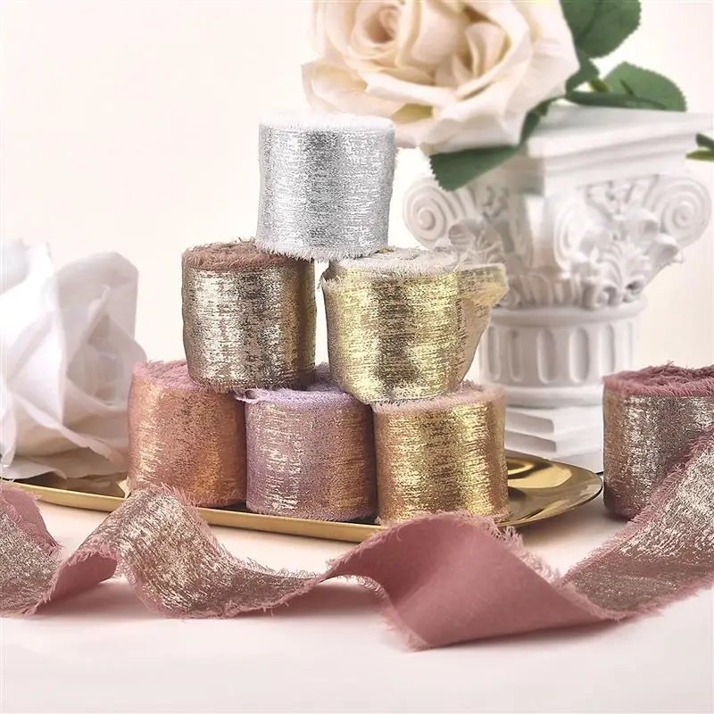 Шифоновая лента 4 см из искусственного шелка с краями-сырецами