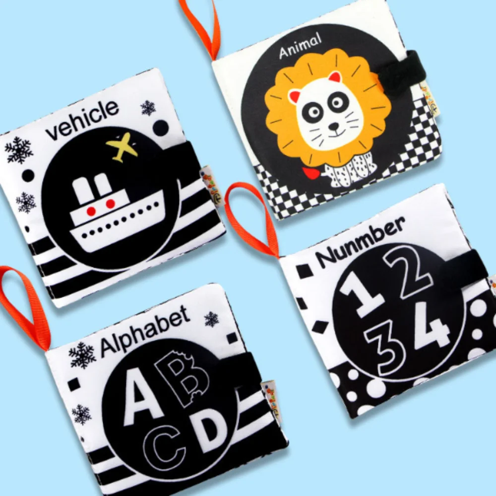 

Baby Cloth Book Toy Black White Cloth Activity Book Sensory Books for Babies Kids Early Development montessori Toys 0 12 Months