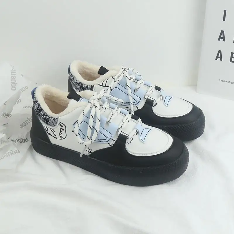 

Winter Plush Zapatillas Mujer 2021 Fashion PU Patchwork Ladies Footwear Warm Daily Wear Female Shoes Casual Ladies Footwear