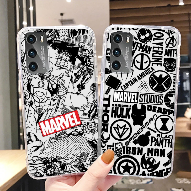 

Marvel Iron Man Avengers Art Phone Case For Huawei P50 P40 P30 P20 Lite Mate 50 Nova 10 Y90 Y61 Y70 Plus 9 Pro 5T Transparent