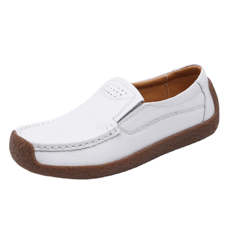 

High-end Leather Women's Shoes Beef Tendon Bottom Set Feet Women's Flat Shoes Plus Size Women Shoes 44 45 46 Leather Flats