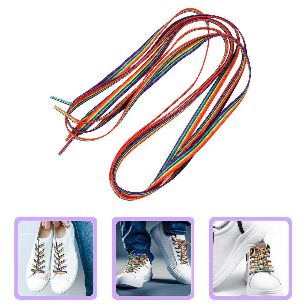 

Rainbow Gradient Laces Fashionable Replacement Shoe Shoelace Rope Stylish Polyester Tie Versatile Shoes Travel Elastic