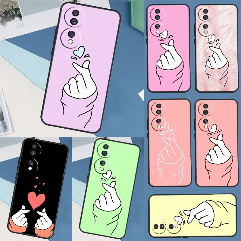 Kpop Hand Finger Heart For Huawei P30 Pro P20 P40 P50 P Smart Nova 5T Honor Magic 5 Lite X8 X9a 50 70 Phone Case