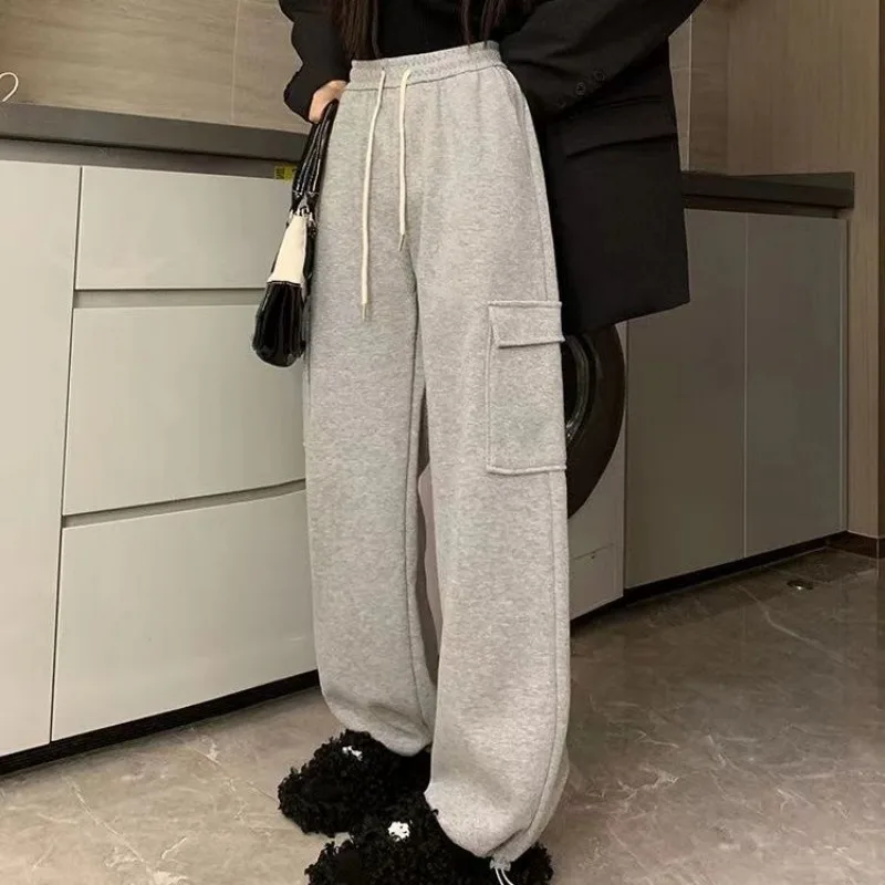 Брюки-карго женские и мужские бархатные мешковатые штаны с завышенной талией на