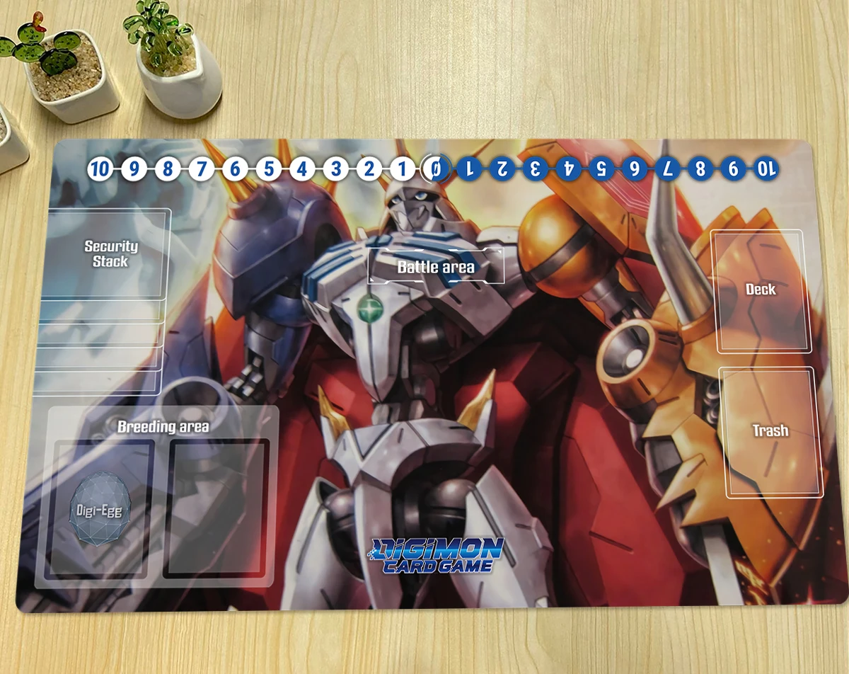 

Board Game Digimon Playmat Omegamon DTCG CCG trading Card Game Mat Gaming Accessories Anime Mouse Pad Rubber Desk Mat Zones Bag