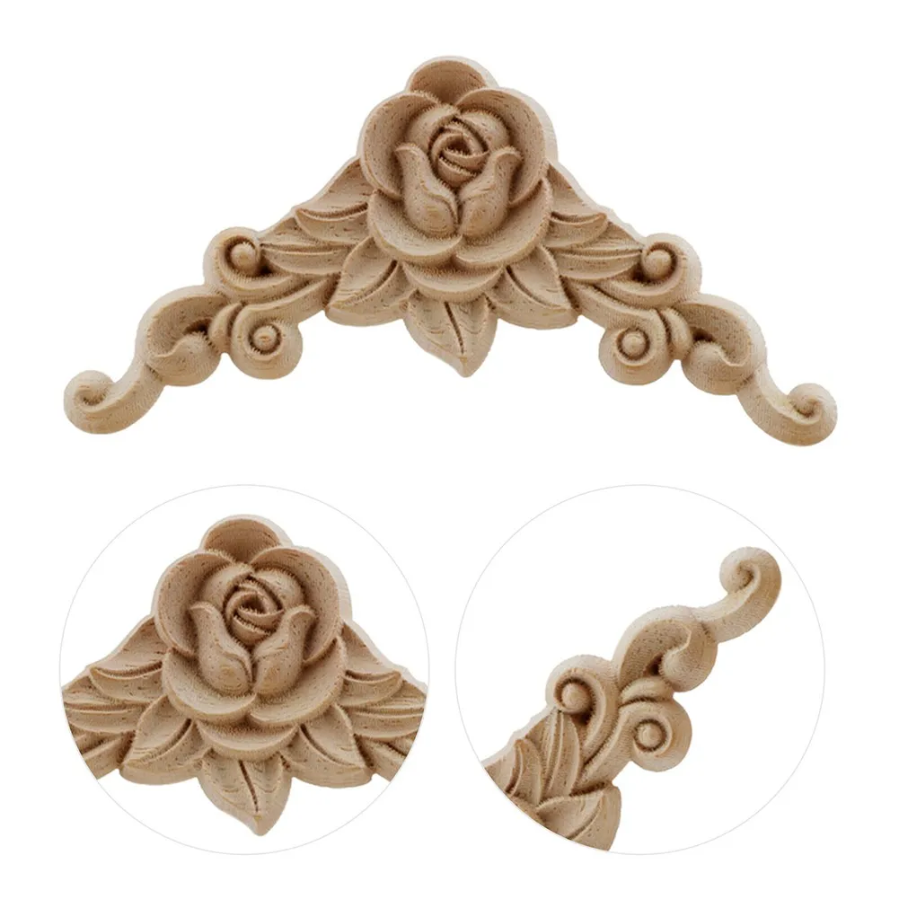 

Onlay Applique Wooden Carved Corner 8*8cm For Door Decor Furniture Mouldings Decal Home Decor Unpainted Useful Hot
