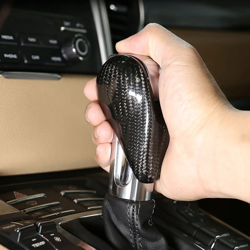 

For Porsche Series Gear Handle Decoration Panamera Macan 911 718 Boxster Cayman True Carbon Fiber Gear Lever Cover Accessories
