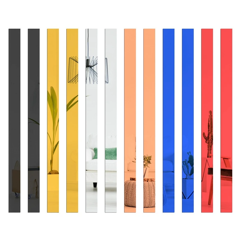 

10pcs*20cm Self-adhesive 3D Mirror Surface Acrylic Flat Decorative Lines TV Background Wall Ceiling Edging Strip wall stickers