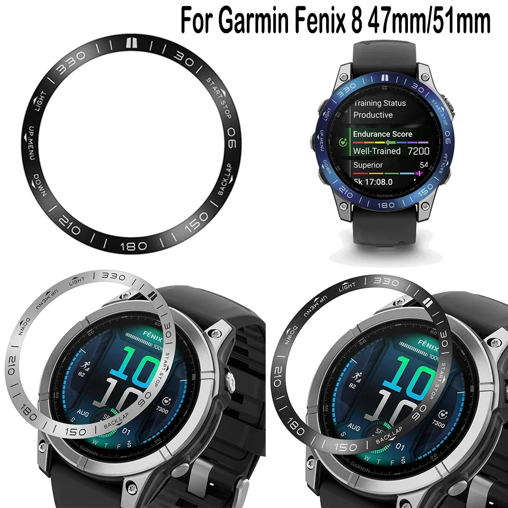 Фото Модный безель, кольцо, стильный защитный чехол для часов Garmin Fenix 8, 51 мм, 47 мм, умные часы, металлический каркас, клейкий защитный чехол №1