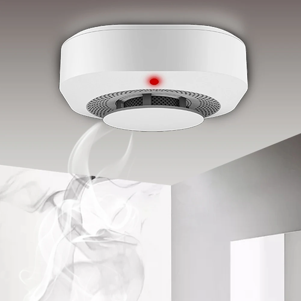 

WiFi Tuya Smoke Detection Sensor Anti-interference Fire Alarm Sensor Compatible with Alexa/Google Home for Indoor Home Safety