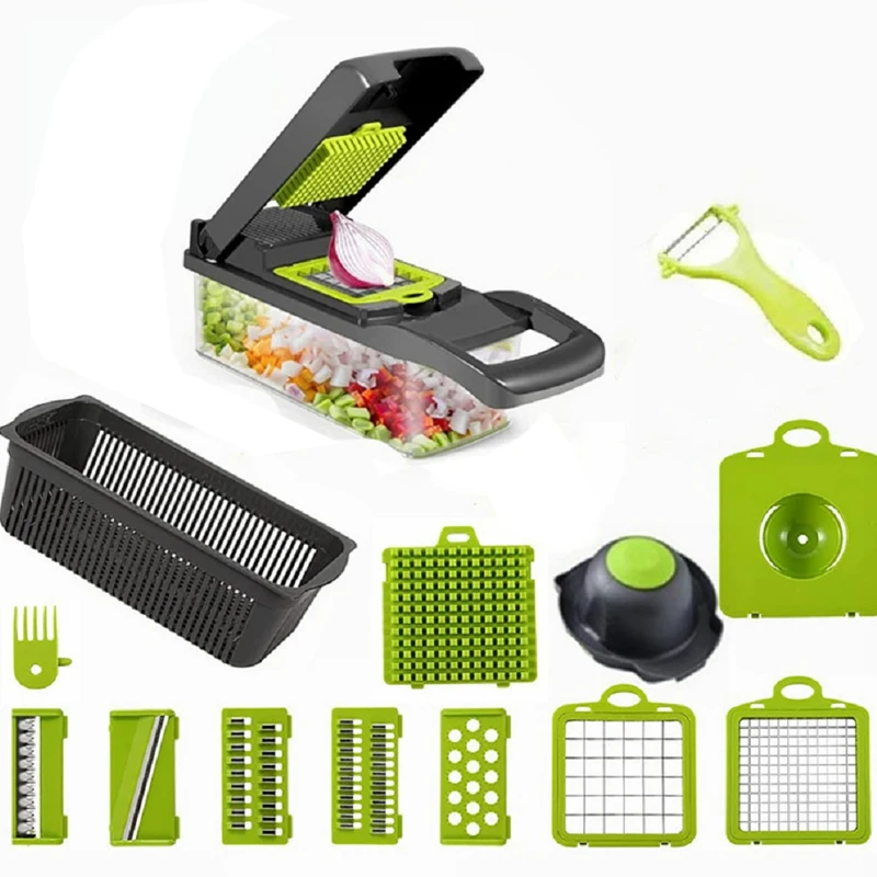 

Multifunctional Vegetable Cutter 15 In 1 Shredders Slicer With Basket Manual Food Processor Fruit Potato Grater Slicer