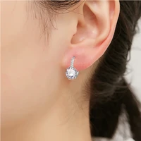 2022 new popular geometric white zircon hoop earrings for womens wedding party valentines day feminine accessories gift