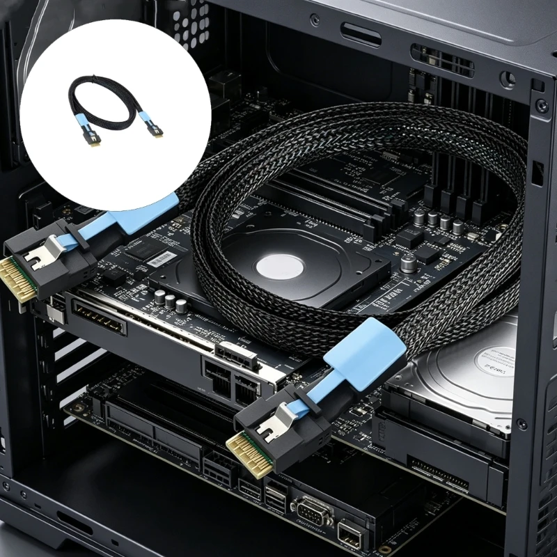 Фото Кабель PCIE4.0 8654 4I 50/80/100 см с полной поддержкой скорости для устройств хранения данных NVMe, компьютерные аксессуары №1