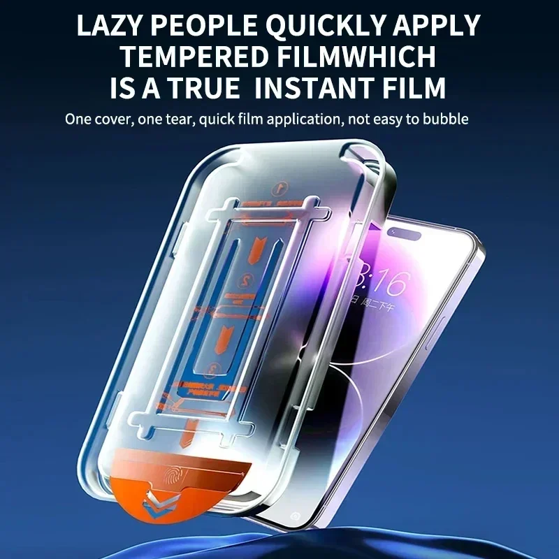 Высококачественное закаленное стекло HD для iPhone 16, 15, 14, 13, 12, 11 Pro Max, 14, 15, 16 Plus, защита экрана с креплением для выравнивания, 2 шт. (art.: 3920c950dca43) - 3920c950dca43