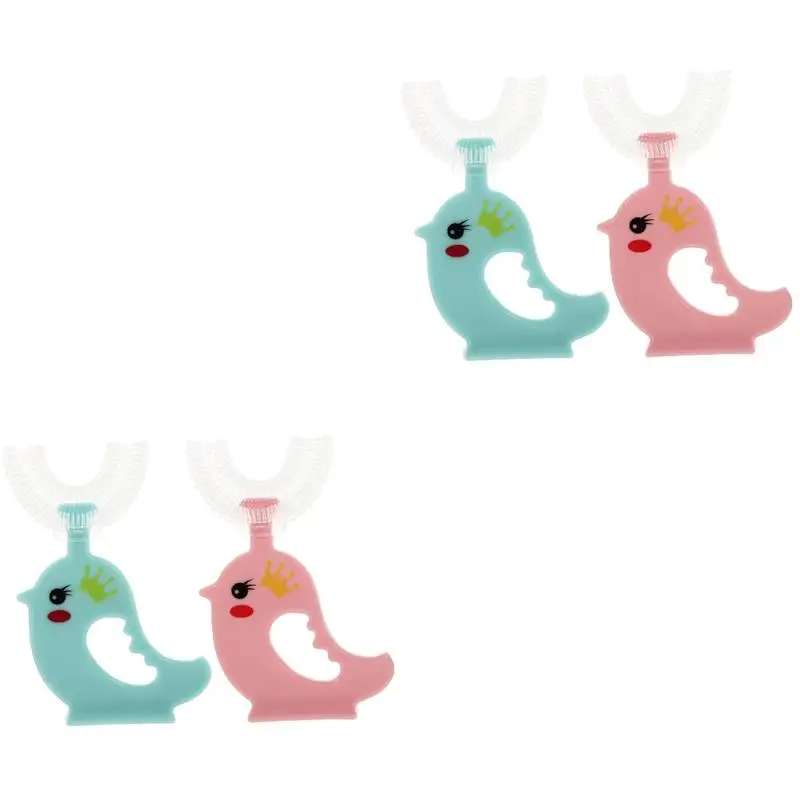 

4 Pcs U-Shape Children Toothbrushes Practical Manual Kids Toothbrushes for Kids
