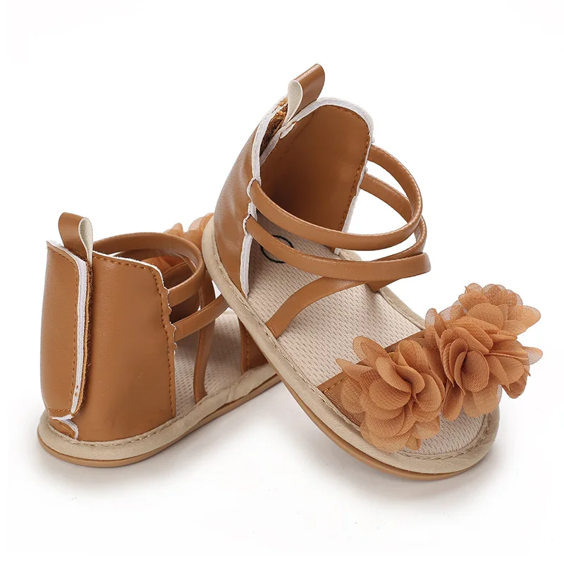 

Baby Girl Shoes Toddler Flats Sandals Premium Soft Rubber Sole Anti-Slip Summer Flower Lace Crib First Walker Shoes 0-18M