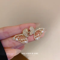 minar korea bling cz cubic zirconia pearls butterfly earring for women gold color copper simulation wings dangle earrings gifts
