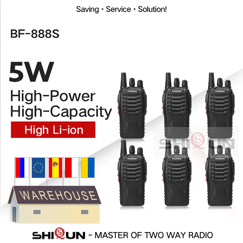 Baofeng BF-888S Walkie Talkie 6PCS/Lot 888s 5W BF888s BF 888S Ham Radio Station 400-470MHz H777 Cheap Two Way Radio USB Charger