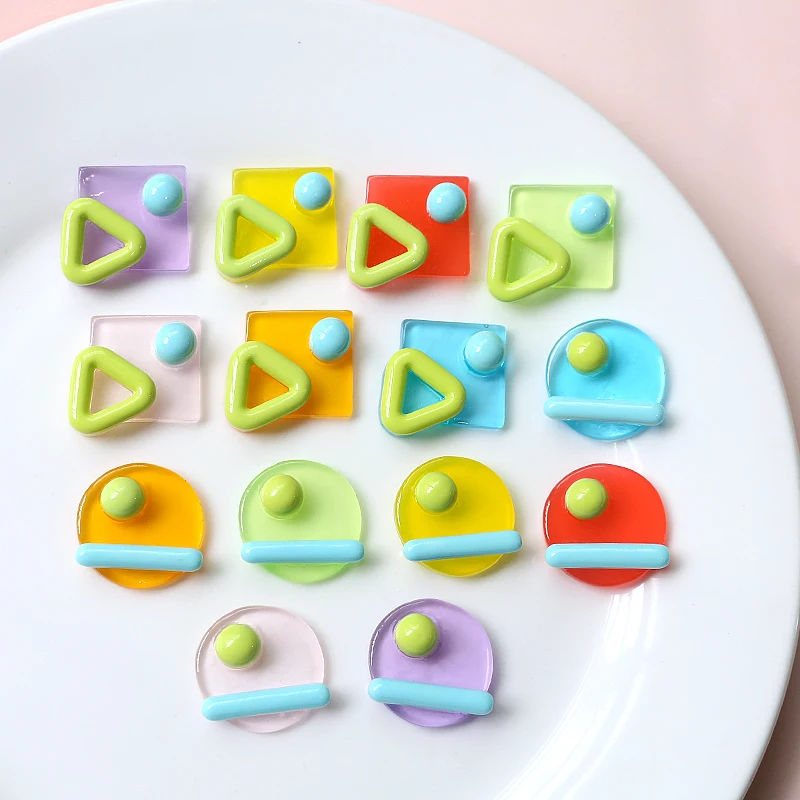 

1pcs Ins Stitching Geometric Round Square Patch Diy Handmade Jewelry Earrings Hairpin Accessories Homemade Material Charms