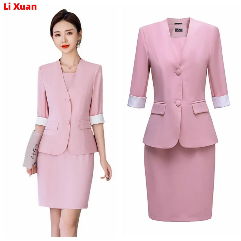 Spring Women Dresss Suits with Tops and Dress Business Suits Fashion Styles OL Ladies Office Work Wear Professional Blazers Set