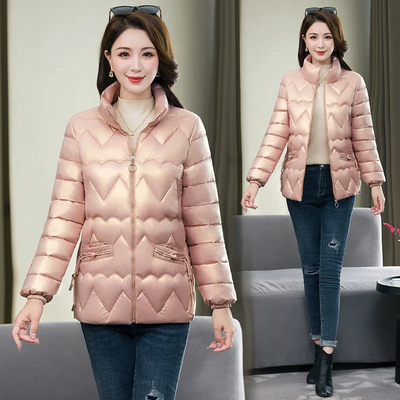 Winter Casual Solid Short Down Cotton Jacket Women Warm Fall Parkas Korean Fashion Lightweight Zip Jackets