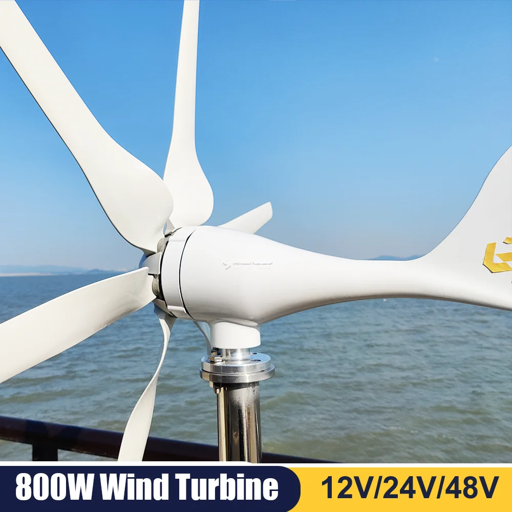 

High Efficiency 800w Horizontal Axis Wind Turbine 12v 24v 48v DC With 220v AC Inverter MPPT Controller Off Grid System Homeuse