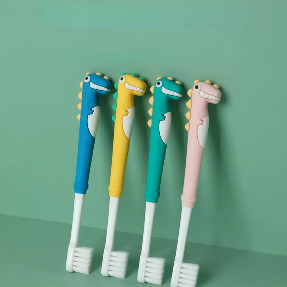 

1Pc Soft-head Cute Dinosaur Cartoon Toothbrush Kid Silicone Handle Teeth Cleaning Tool Independent Packaging Tooth Cleaners
